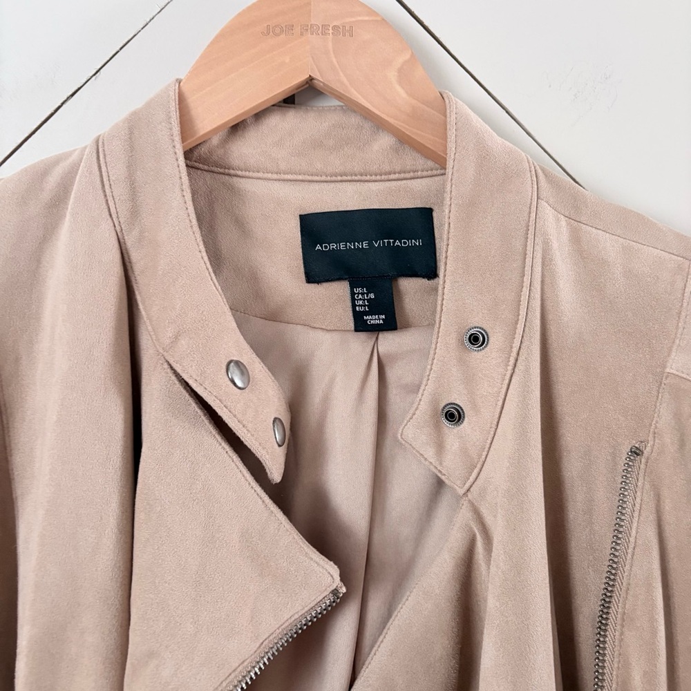 Adrienne Vittadini Taupe Suede Moto Jacket - Picture 4 of 6